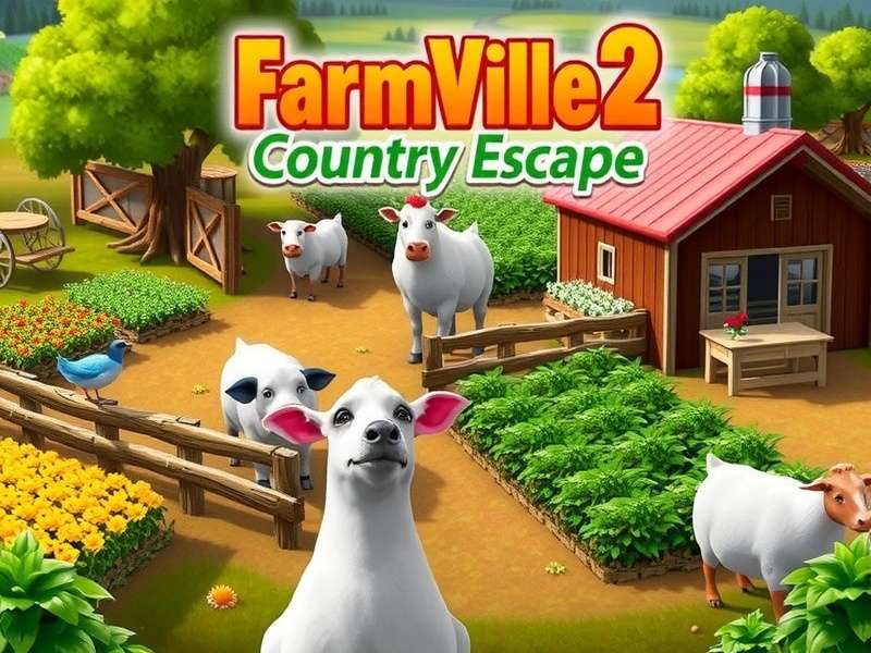 FarmVille 2: Country Escape - Indian Farm Scene FarmVille 2: Country Escape gameplay showing a farm with crops and animals